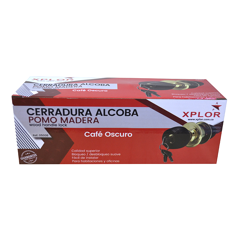 CERRADURA ALCOBA POMO MADERA CAFE OSCURO